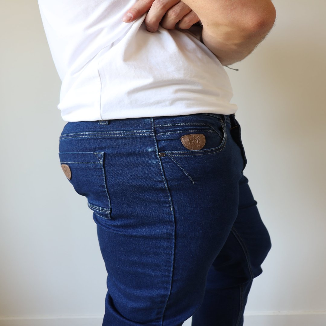 Jeans Hombre azul semi pitillo elasticado