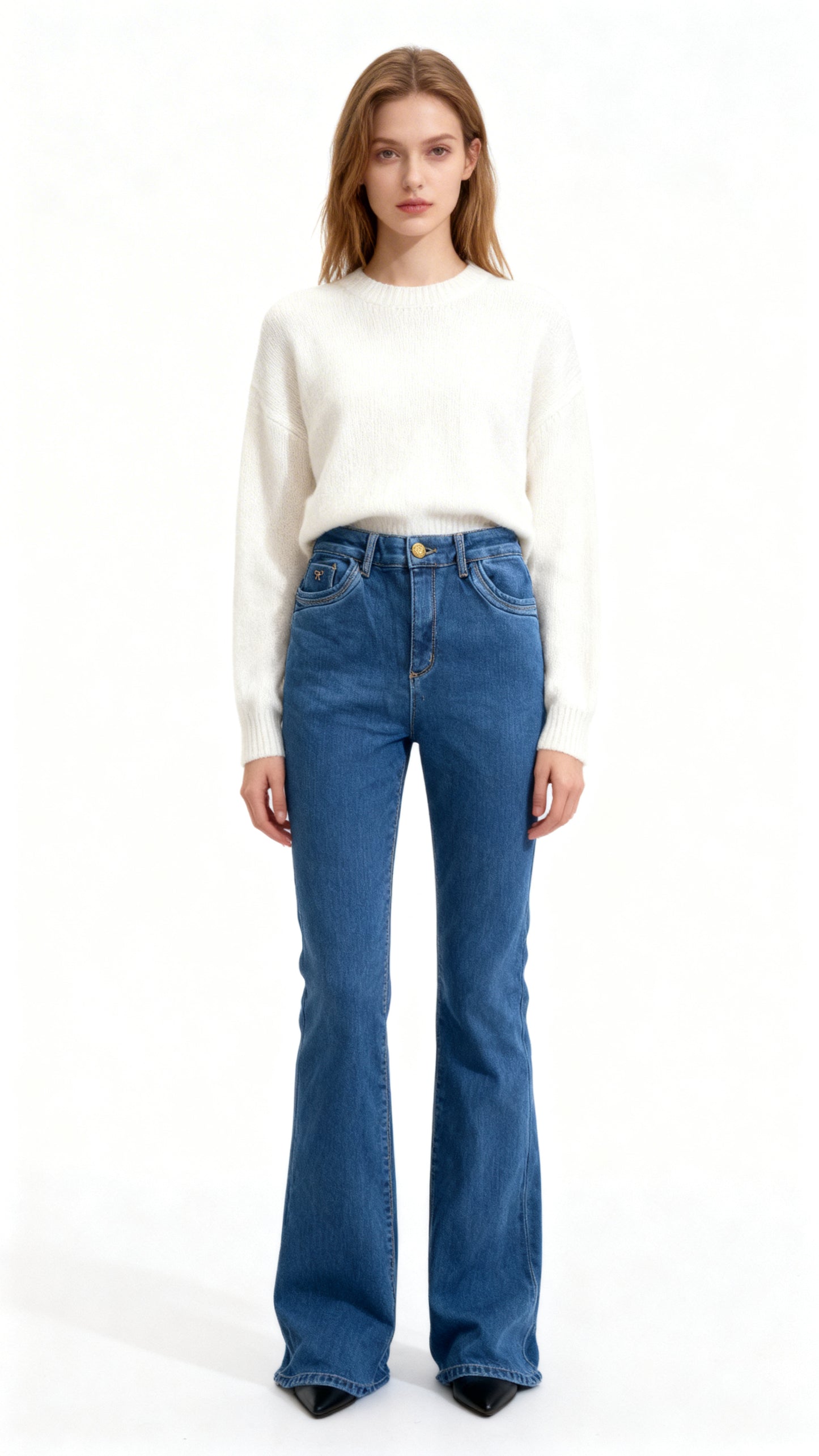 Jeans Mujer forrado Azul Recto