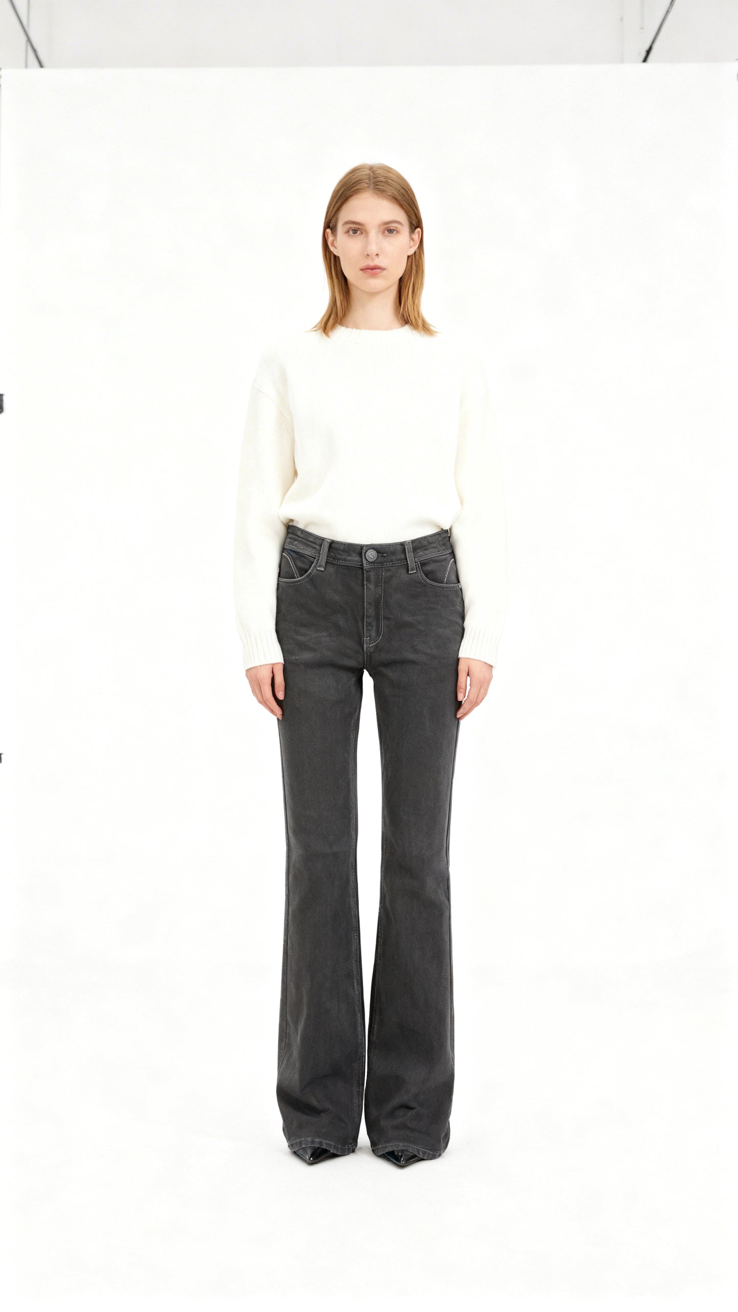 Jeans Mujer Negro Recto