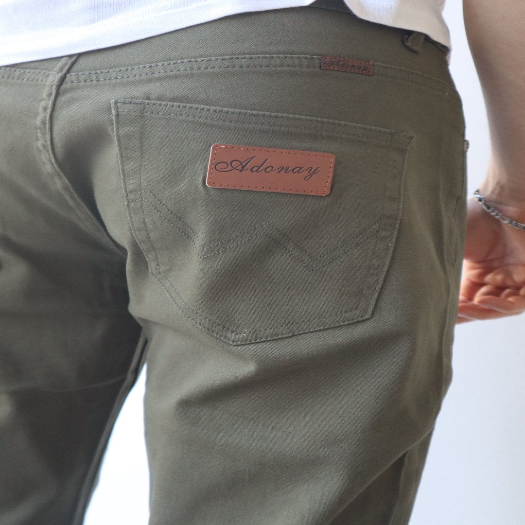 Jeans Hombre Verde recto elasticado