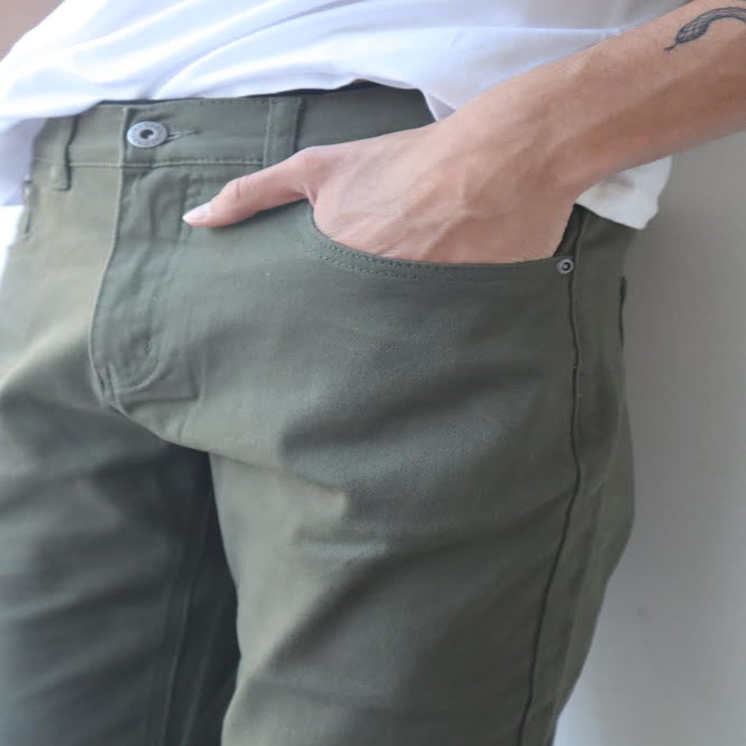 Jeans Hombre Verde recto elasticado