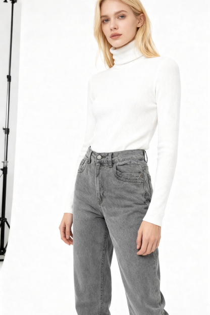 Jeans Mujer Gris Recto