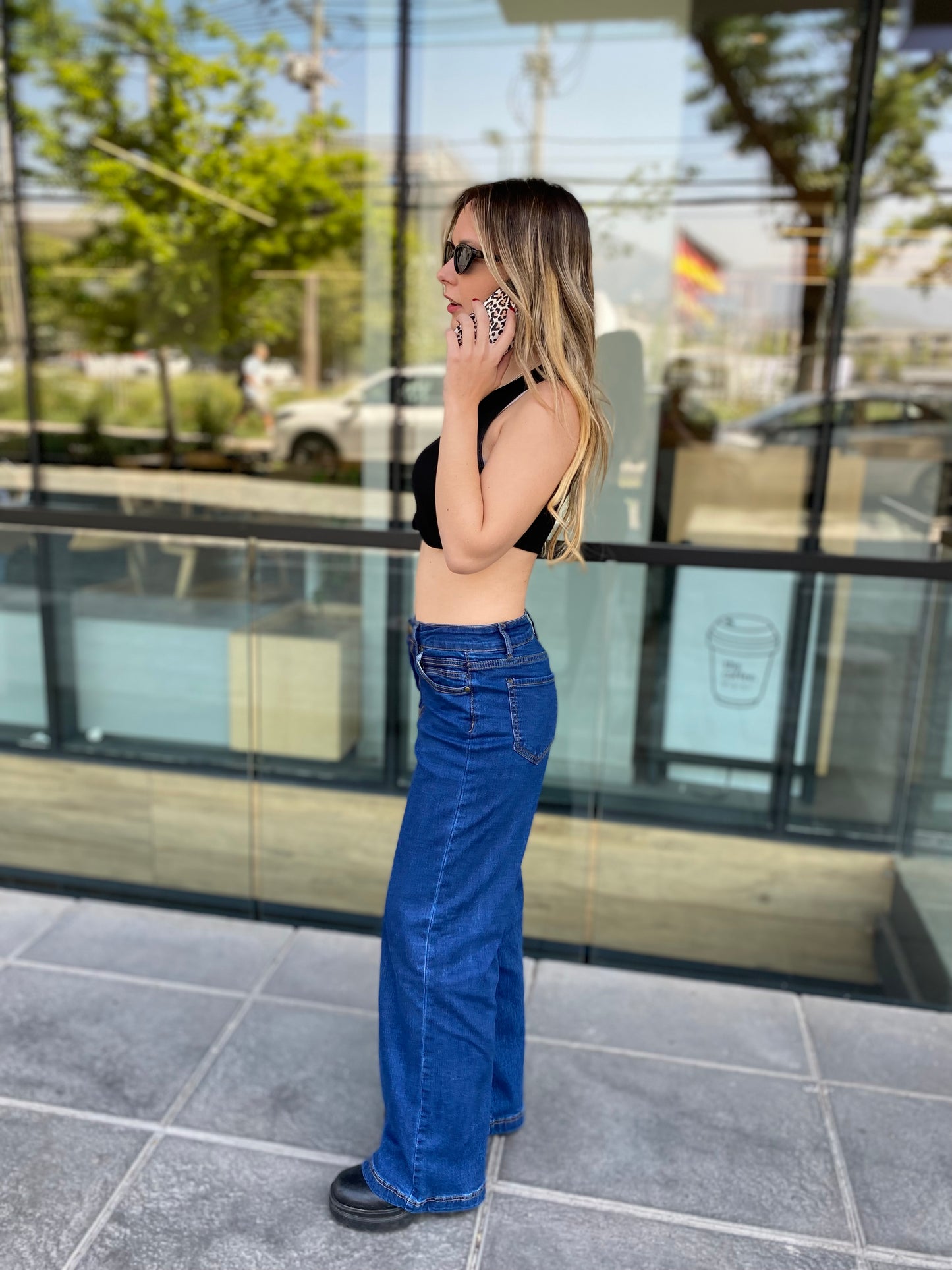 Jeans mujer palazzo azul