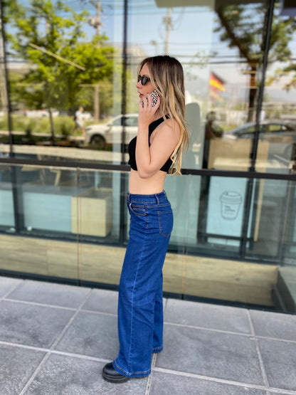Jeans mujer palazzo azul