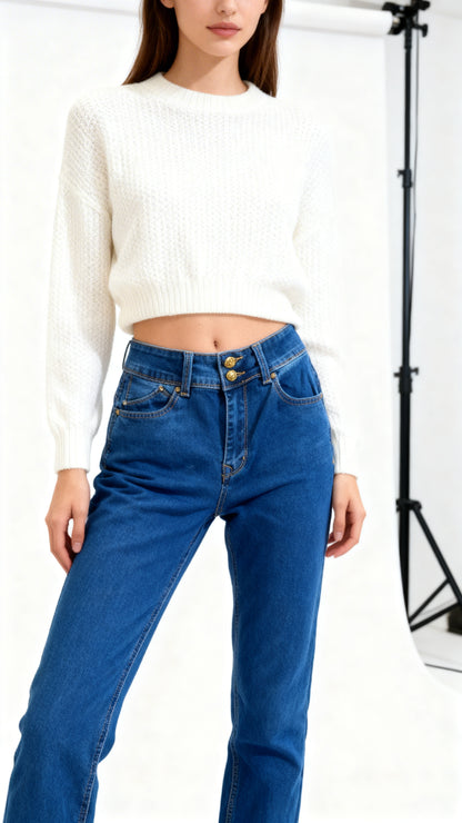 Jeans Mujer Azul Semirecto