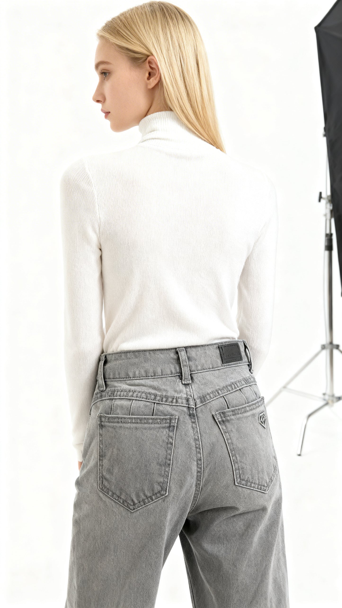 Jeans Mujer Gris Recto