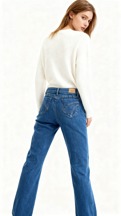 Jeans Mujer  forrado Azul Recto