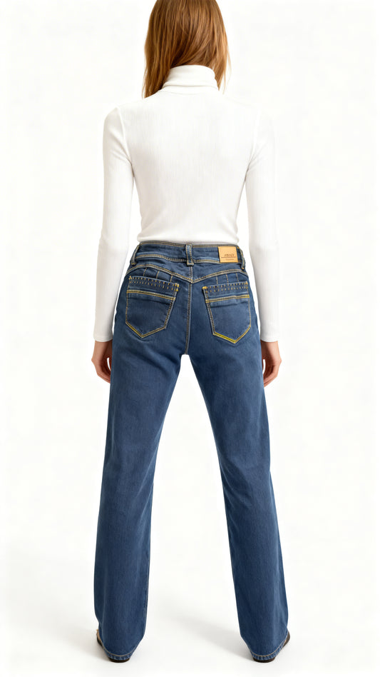 Jeans  Mujer azul recto elasticado