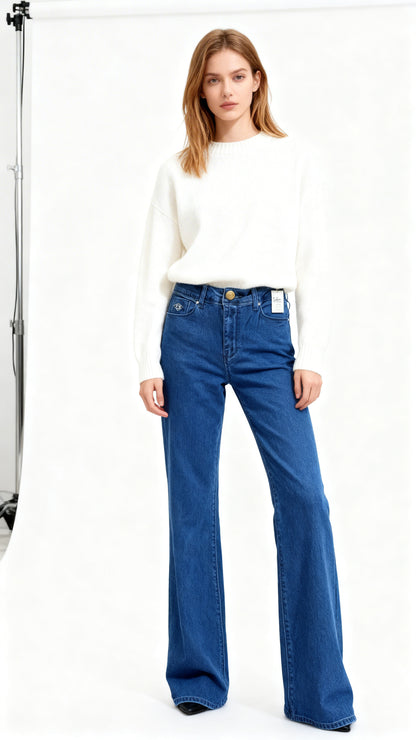 Jeans Mujer Recto Azul