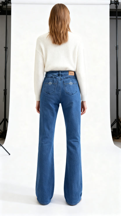 Jeans Mujer Recto Azul