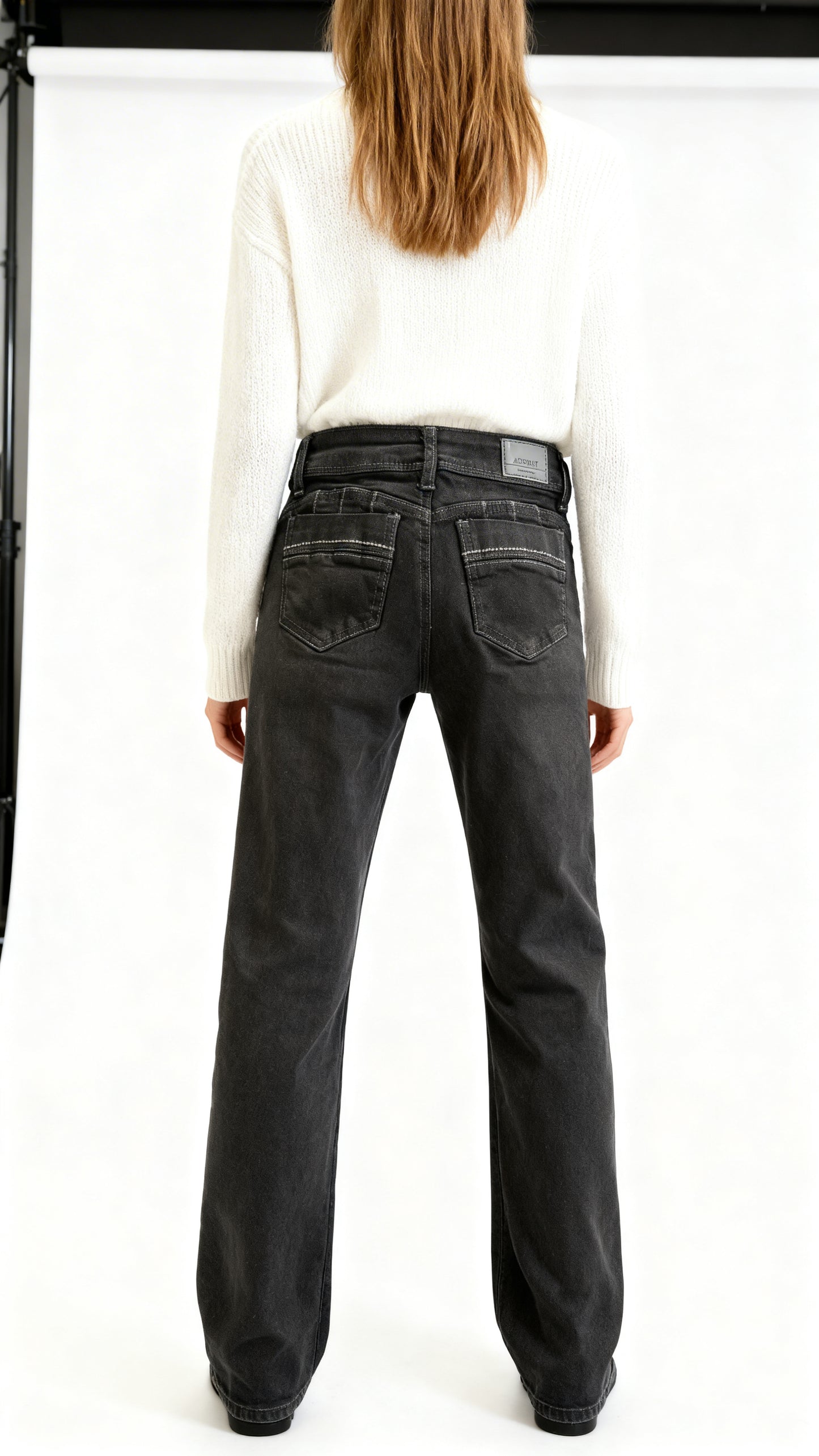Jeans Mujer Negro Recto