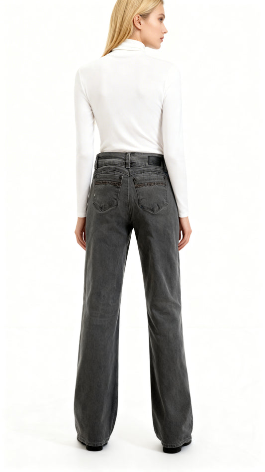 Jeans Mujer gris Semirecto