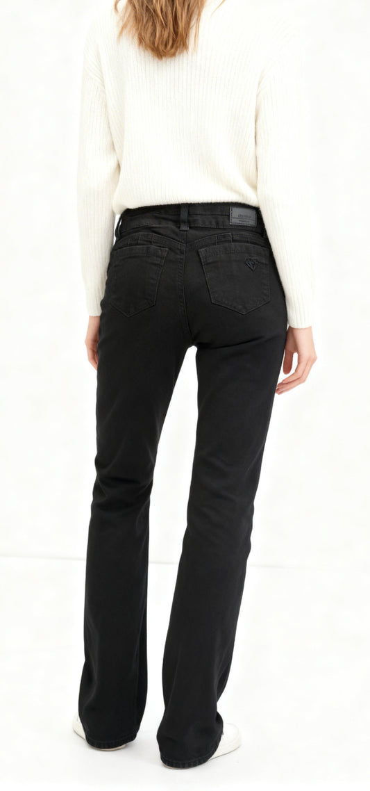 Jeans Mujer Semirecto Negro