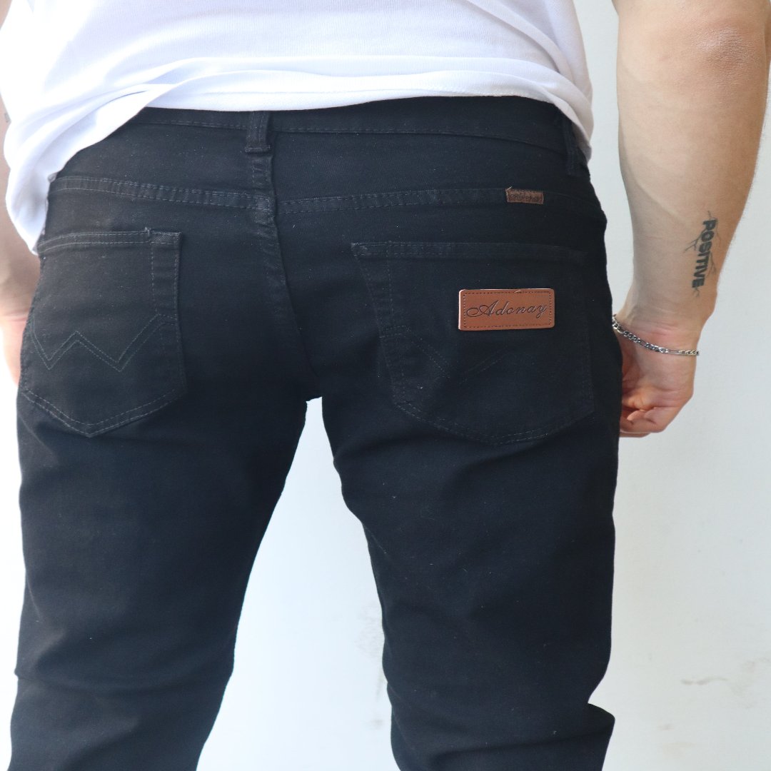 Jeans Hombre Negro recto elasticado