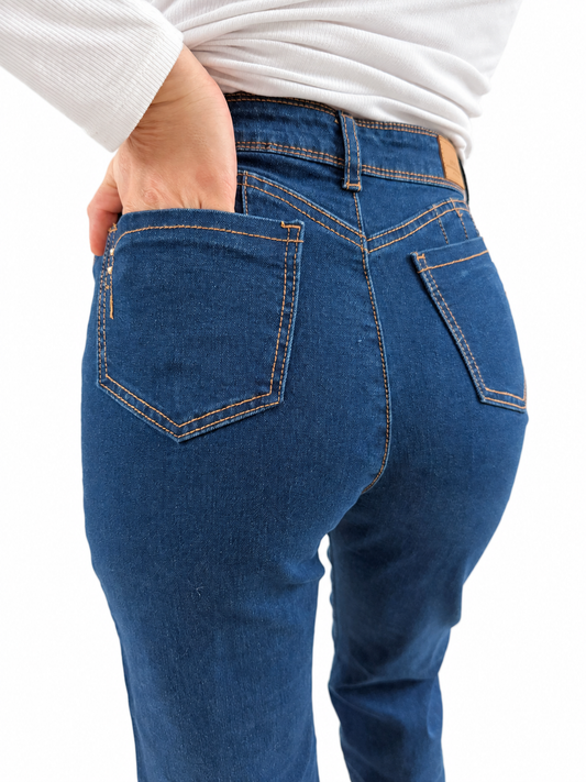 Jeans  Mujer azul full recto elasticado TA4477