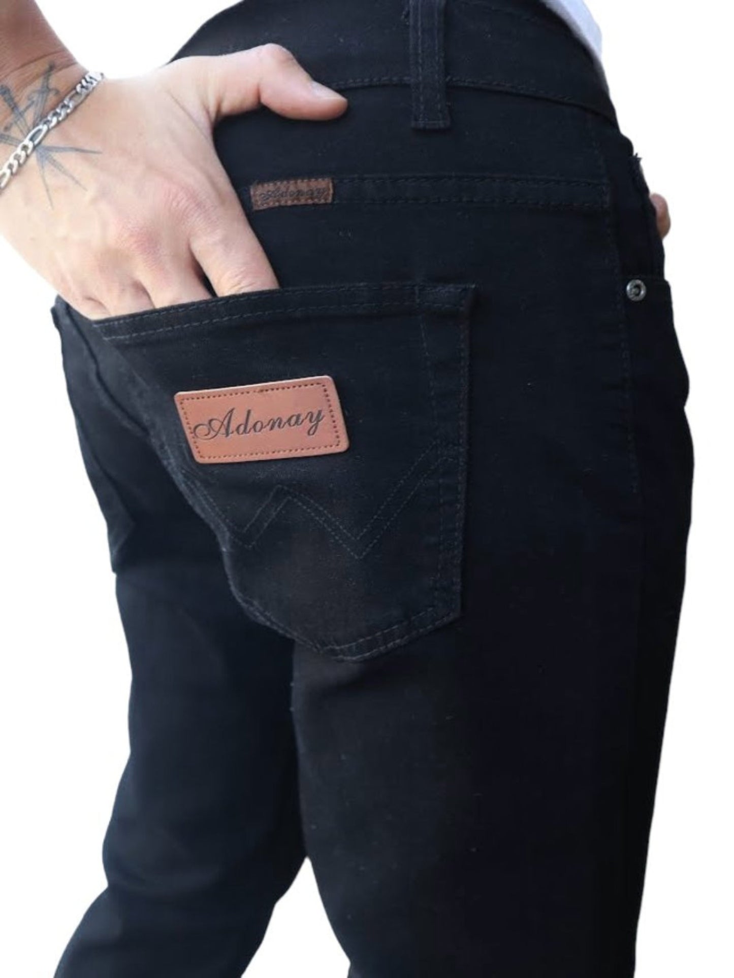 Jeans Hombre Negro recto elasticado