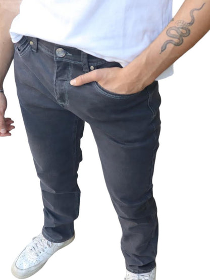 Jeans Hombre Gris semi pitillo elasticado