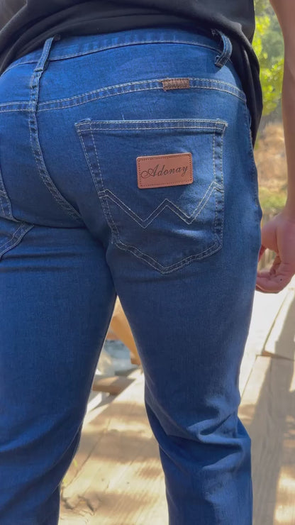 Jeans Hombre azul  recto elasticado
